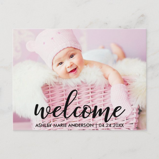 Modern Welcome New Baby Announcement (Front)