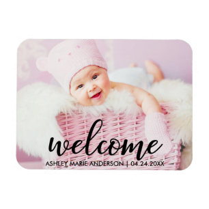 Modern Welcome New Baby Announcement Magnet