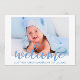 Modern Welcome New Baby Boy Blue Card