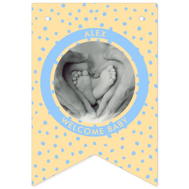 Modern Welcome New Baby Boy Girl Newborn photo Bunting (Third Flag)