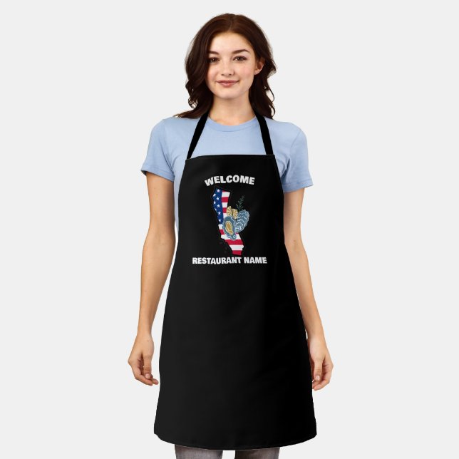 Modern welcome oyster California restaurant name Apron (Worn)
