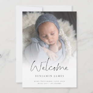Modern Welcome Photo Overlay Birth  Announcement