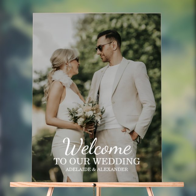 Modern Welcome Photo Wedding Acrylic Sign (Neutral)