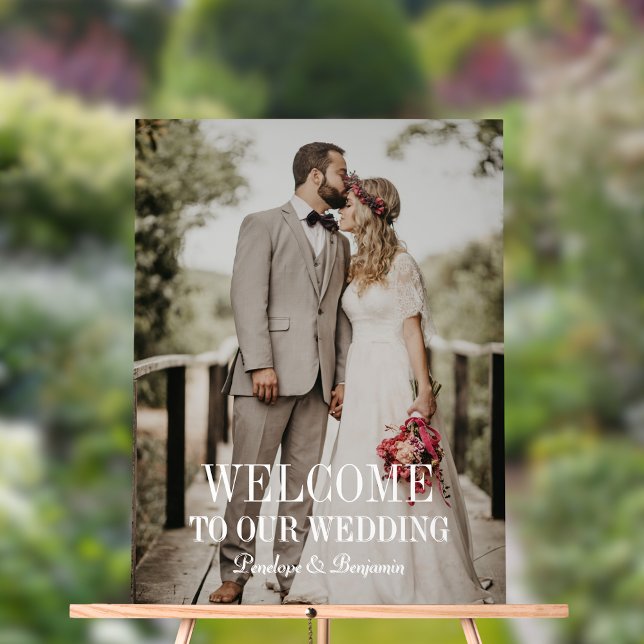 Modern Welcome Photo Wedding Acrylic Sign (Creator Uploaded)