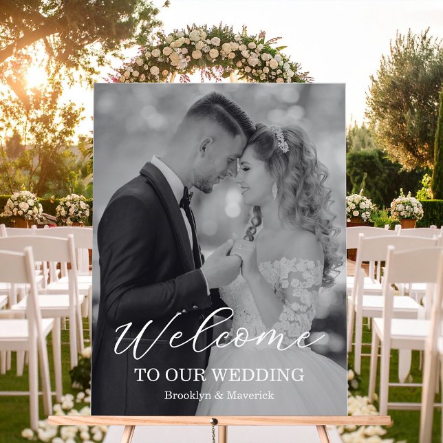 Modern Welcome Photo Wedding Acrylic Sign (Creator Uploaded)