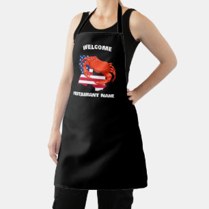 Modern welcome  Red crab Louisiana USA flag name Apron
