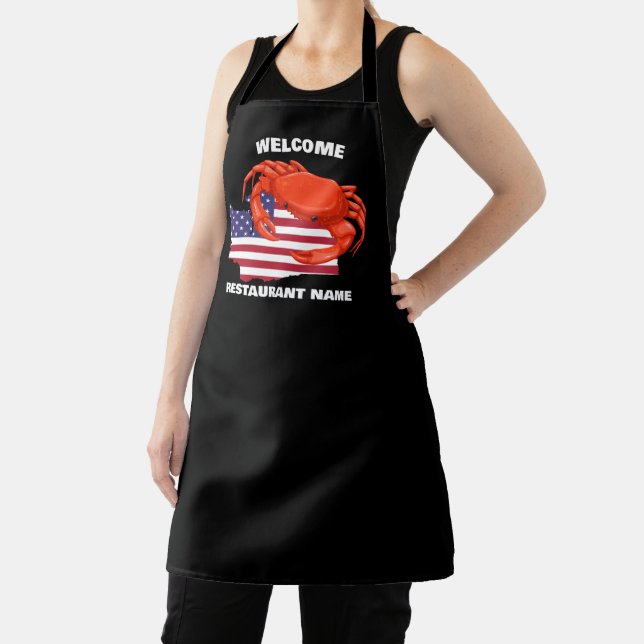 Modern welcome Red crab Seattle Washington USA Fla Apron (Insitu)