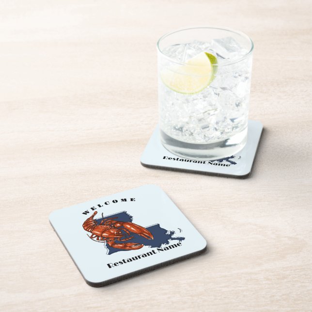 Modern welcome red crayfish Louisiana custom name Coaster (Right Side)
