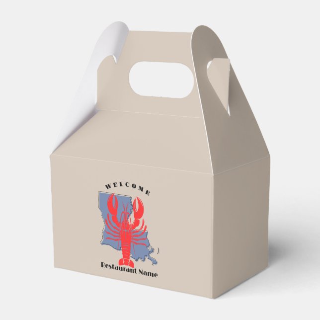 Modern welcome red crayfish Louisiana custom name Favour Box (Front Side)