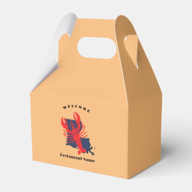 Modern welcome red crayfish Louisiana custom name Favour Box (Front Side)