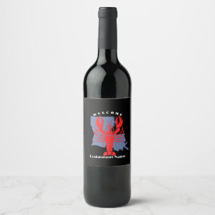 Modern welcome red crayfish Louisiana custom name Wine Label