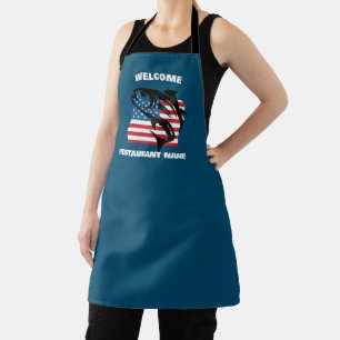 Modern welcome salmon Oregon map flag USA name Apron