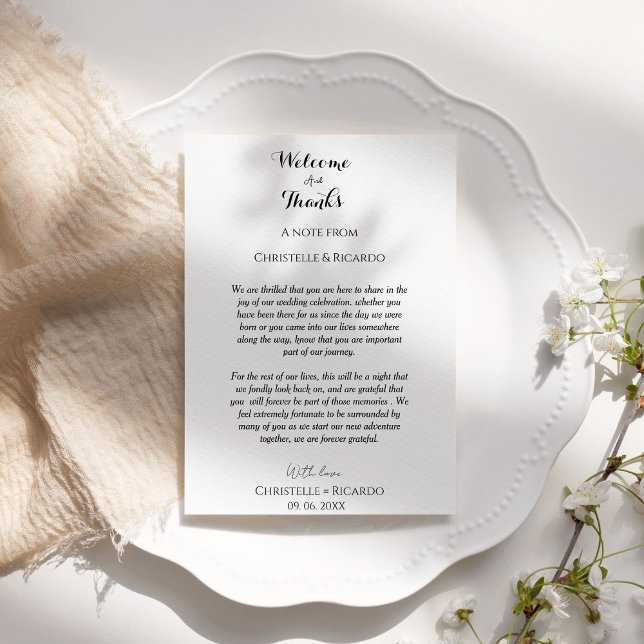 Modern Welcome & thank you Wedding note for guest (Creator Uploaded)