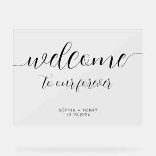 Modern Welcome to Our Forever Wedding Welcome Acrylic Sign