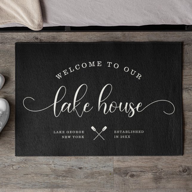Modern WELCOME TO OUR Lake House Brush Script Doormat (Creator Uploaded)