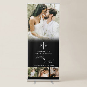 Modern Welcome To Our Wedding 4 Photos Sign Black