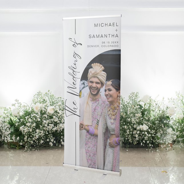 Modern Welcome To Our Wedding Custom Photo Retractable Banner (Creator Uploaded)