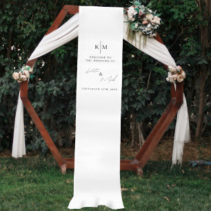 Modern Welcome To Our Wedding Fabric Sign Medium Table Runner