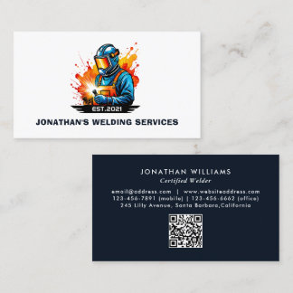 Modern Welder Metal Welding Fabrication Contractor Business Card