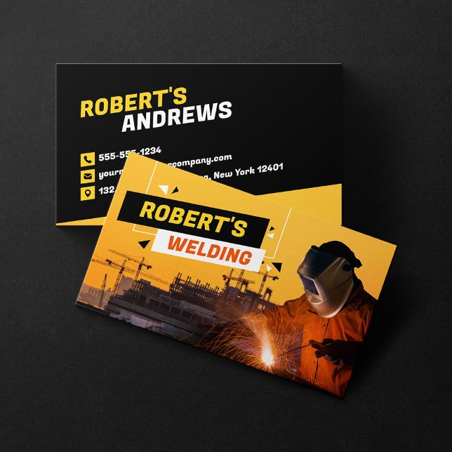 Modern Welding Contractor Welder Metal Fabricator Business Card (Creator Uploaded)
