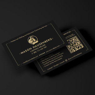 Modern Welding Fabricator Certified Welder Black Business Card