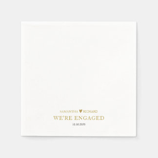 Modern Were Engaged Gold Heart Engagement Party Napkin