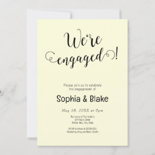 Modern We're Engaged Light Yellow Engagement Party Invitation