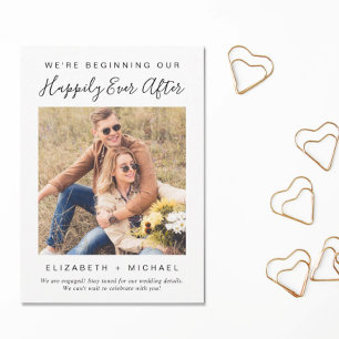 Modern We're Engaged Photo Engagement Announcement