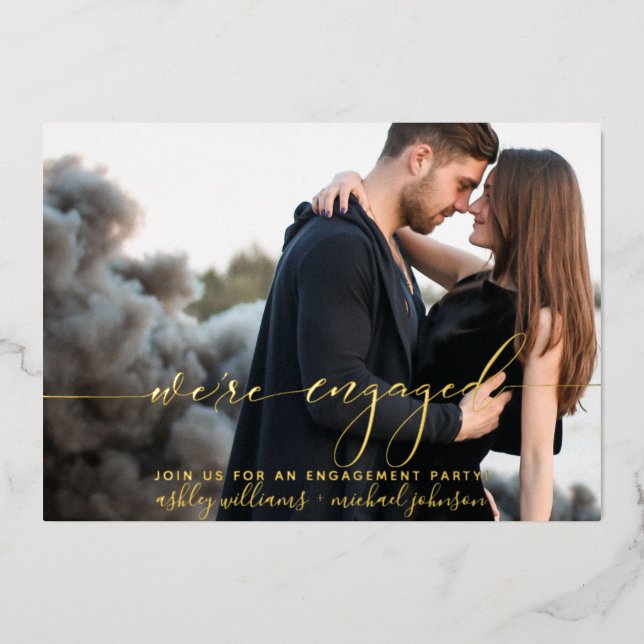 Modern We're Engaged Photo Engagement Party (Front)