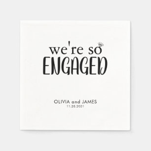 Modern We're So Engaged Diamond Ring Engagement Na Napkin