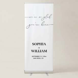 Modern We're So Glad You're Here Welcome Retractable Banner