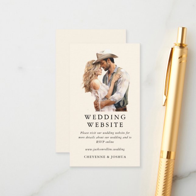 Modern Western Boho Wedding Website  Enclosure Card (Front/Back In Situ)