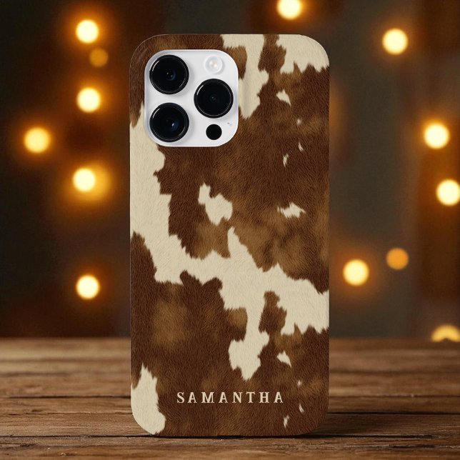 Modern Western Country Cowgirl Brown Custom Name Case-Mate iPhone Case (Modern Western Country Cowgirl Brown Custom Name Case-Mate iPhone 14 Pro Max Case)