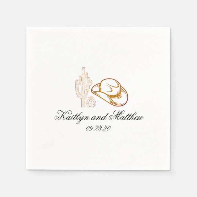Modern Western Dark Brown Wedding Napkin (Front)