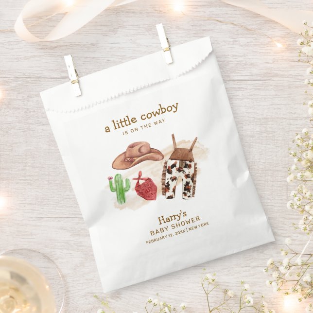 Modern Western Desert Cactus Cowboy Baby Shower  Favour Bags (Clipped)