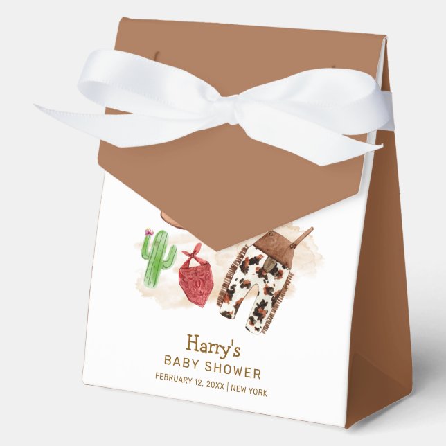Modern Western Desert Cactus Cowboy Baby Shower  Favour Box (Front)