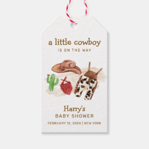 Modern Western Desert Cactus Cowboy Baby Shower Gift Tags