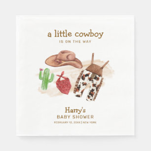 Modern Western Desert Cactus Cowboy Baby Shower Napkin