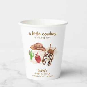 Modern Western Desert Cactus Cowboy Baby Shower  Paper Cups