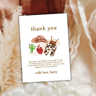 Modern Western Desert Cactus Cowboy Baby Shower  Thank You Card