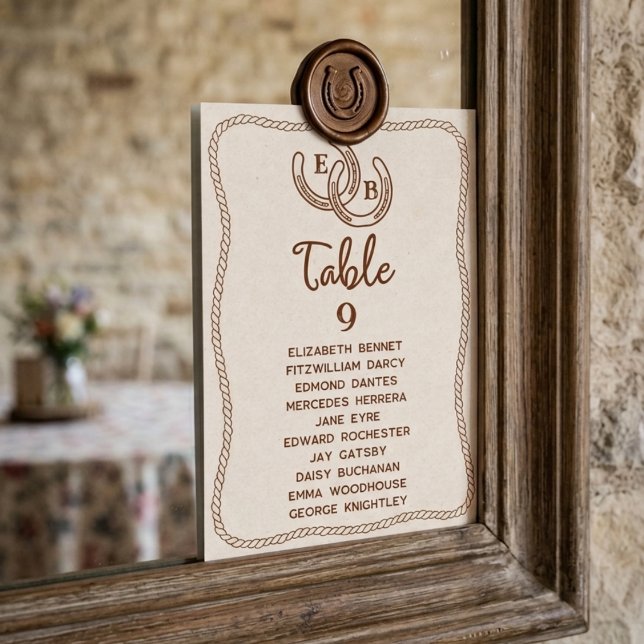 Modern Western Horseshoe Table Number Seating Card (Creator Uploaded)