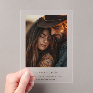 Modern Western Photo Boots Save the Date Acrylic Invitations