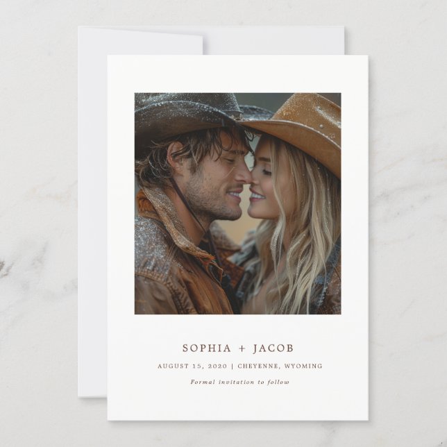 Modern Western Photo Boots Save the Date Invitation (Front)