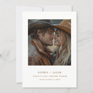 Modern Western Photo Cowboy Cowgirl Save the Date  Invitation
