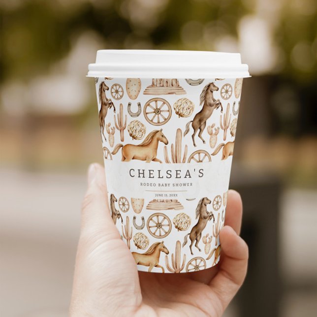 Modern Western Rodeo Watercolor Baby Shower Paper Cups (Creator Uploaded)