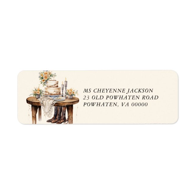 Modern Western Wedding Return Address Label (Front)