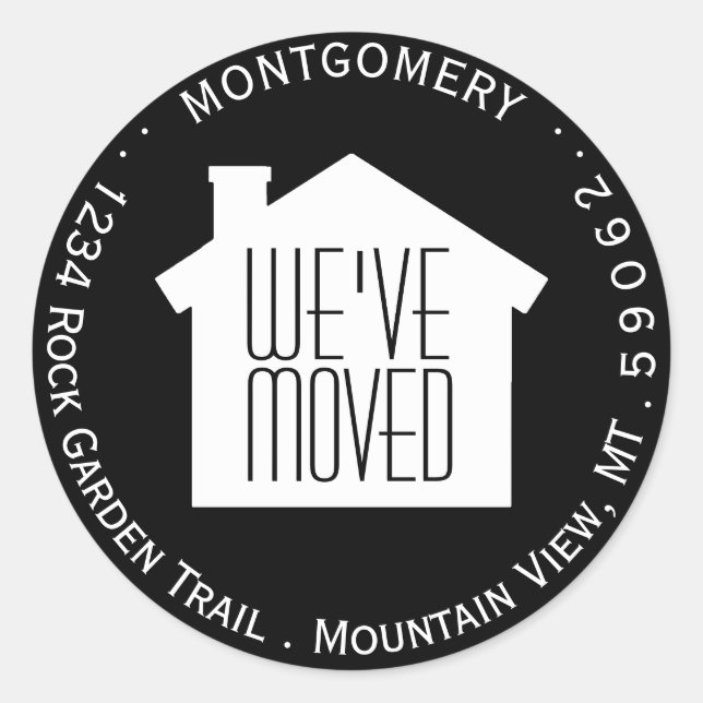 Modern We've Moved Circle Return Address Labels (Front)