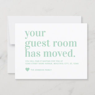 Modern We've Moved Guest Room Moving Mint Green Announcement