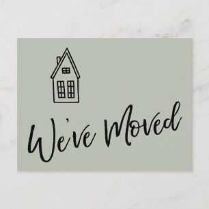 Modern We've Moved Little House Drawing Sage Postcard