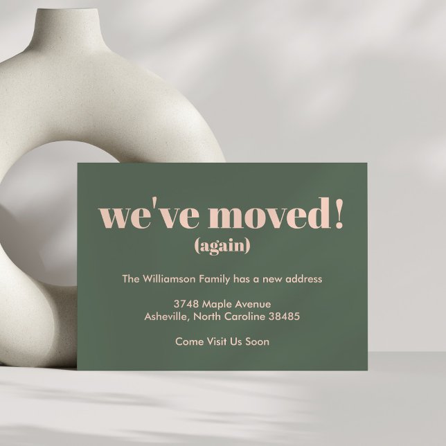 Modern We've Moved New Home Moving Pink Green Announcement (Creator Uploaded)